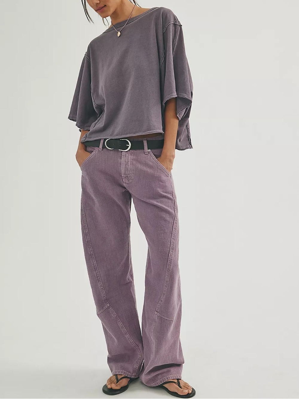 We The Free Highland Low-Rise Twisted Bowed Jeans Size 30 Cool Violet NWT